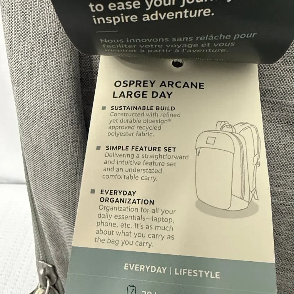 Osprey Arcane Large Day Backpack Grey Heather Commuter Travel 20L 16